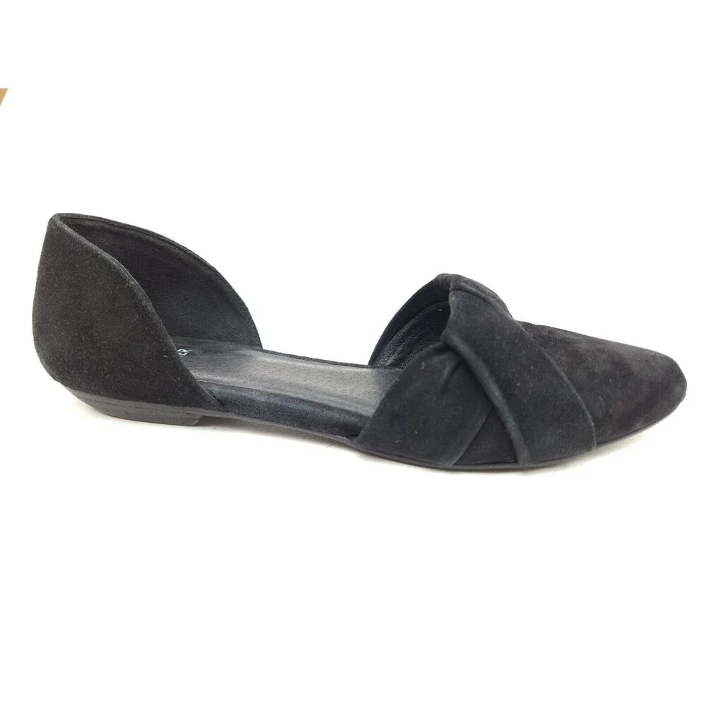 Eileen Fisher Black Hilly Suede d'Orsay Shoes Low Heel Sz 8.5 Wedge Modern